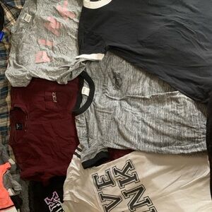 PINK Victoria's Secret Tee - Black, Gray, and White 6 piece bundle